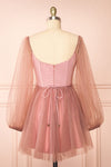 Melilla Pink Short Tulle Dress w/ Satin Corset | Boutique 1861  back view
