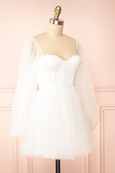 Melilla White Short Tulle Dress w/ Satin Corset | Boutique 1861 side view