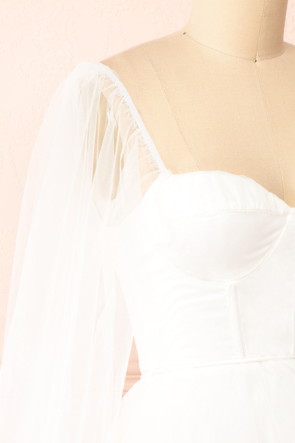 Melilla White Short Tulle Dress w/ Satin Corset