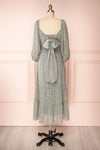 Meliora Green-Blue Floral Layered Dress | La petite garçonne back view