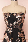 Melisandre Black Sequins Maxi Bustier Dress | Boutique 1861 front close-up