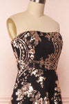 Melisandre Black Sequins Maxi Bustier Dress | Boutique 1861 side close-up