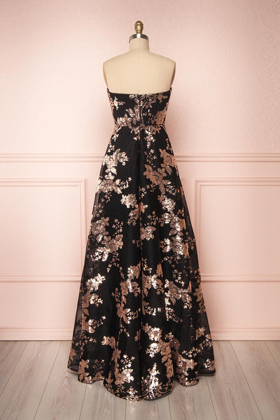 Melisandre Black Sequins Maxi Bustier Dress | Boutique 1861 back view