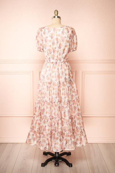 Melissa Tiered Floral Midi Dress w/ Ruffles | Boutique 1861 back view