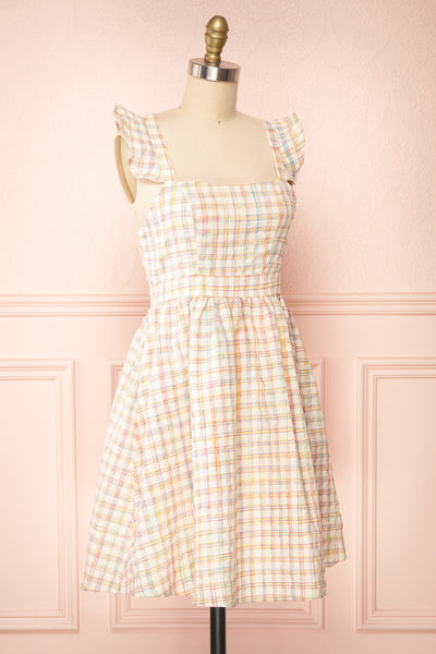 Melizenn Short Plaid A-Line Dress | Boutique 1861  side view