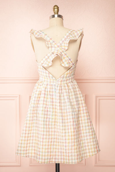 Melizenn Short Plaid A-Line Dress | Boutique 1861  back view
