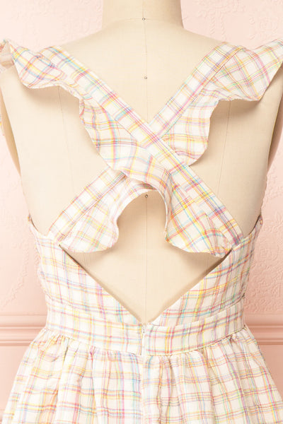 Melizenn Short Plaid A-Line Dress | Boutique 1861  back close-up
