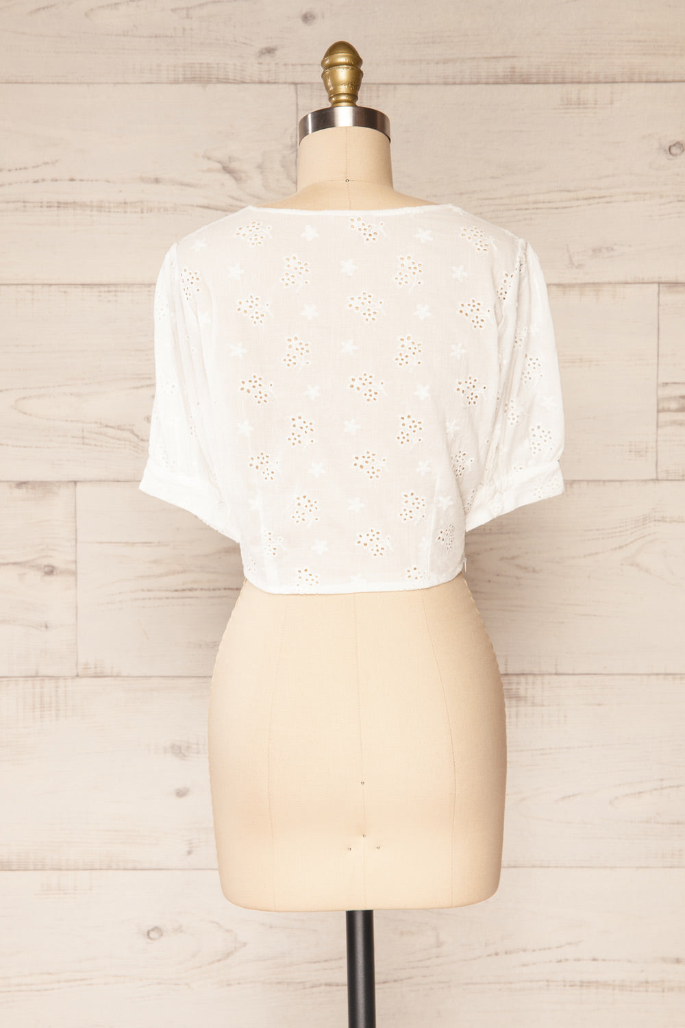 Melun White English Embroidered Crop Top | La petite garçonne back view