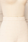 Melvin High-Waisted Cream Shorts | La petite garçonne side close-up