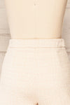 Melvin High-Waisted Cream Shorts | La petite garçonne back close-up
