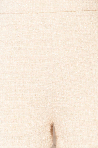 Melvin High-Waisted Cream Shorts | La petite garçonne fabric