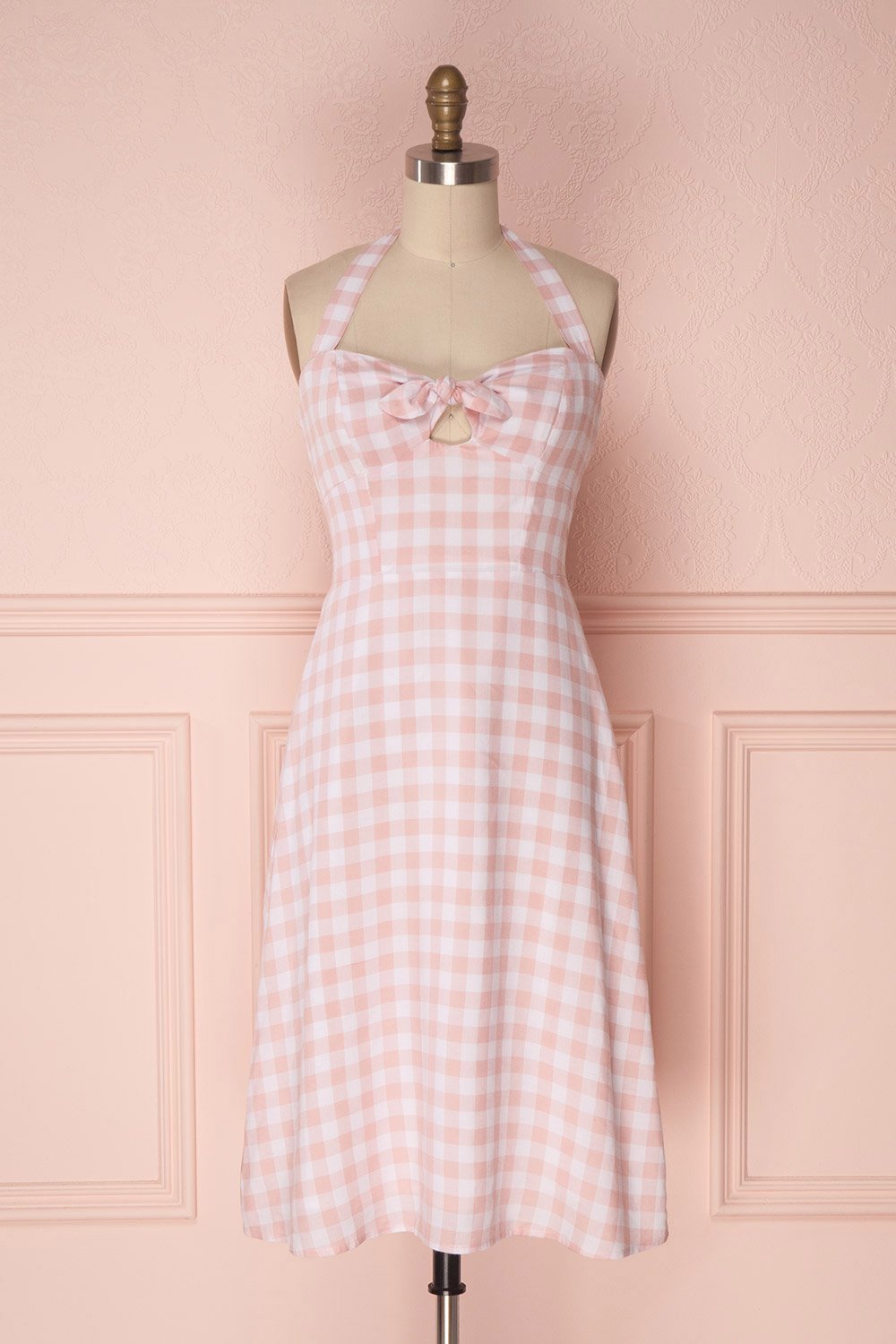 Meng Pink Gingham Halter Summer Dress | Boutique 1861