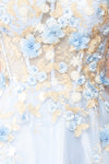Menina Blue Maxi Gown w/ Floral Appliqué | Boudoir 1861 details