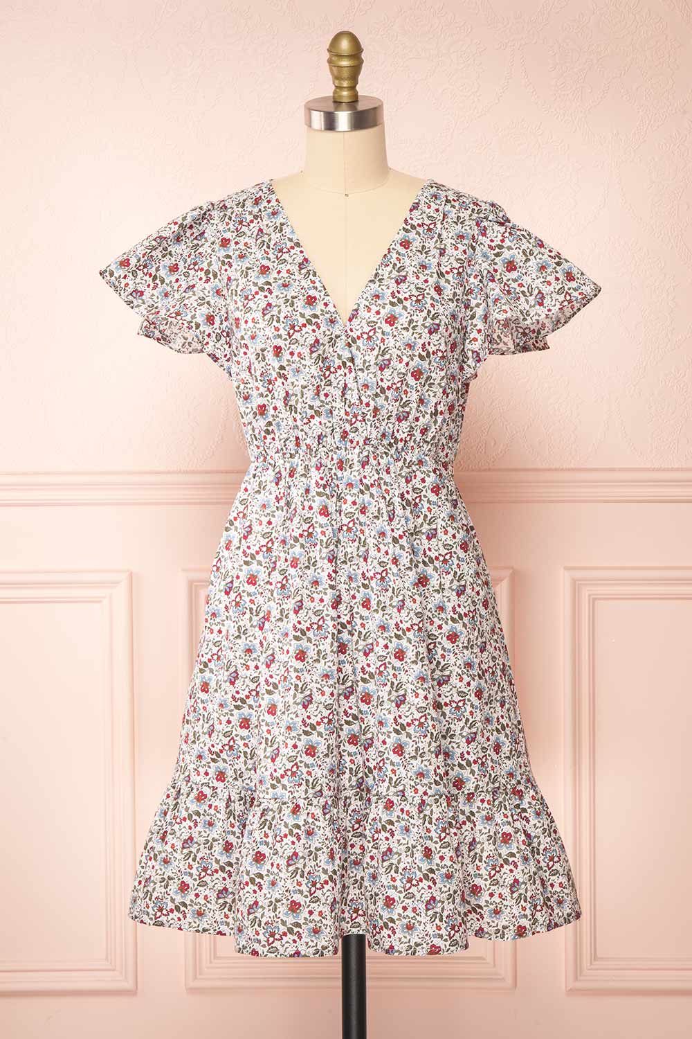 Menodis Short A-Line Floral Dress | Boutique 1861 front view