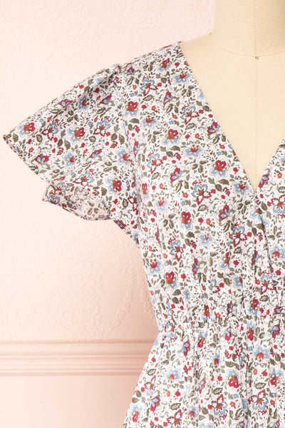 Menodis Short A-Line Floral Dress | Boutique 1861  front close-up