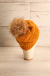 Meppel Orange Knit Tuque with Faux-Fur Pompom back view | La Petite Garçonne