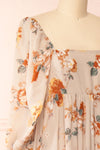 Merav Taupe Empire Waist Floral Maxi Dress | Boutique 1861  side close-up