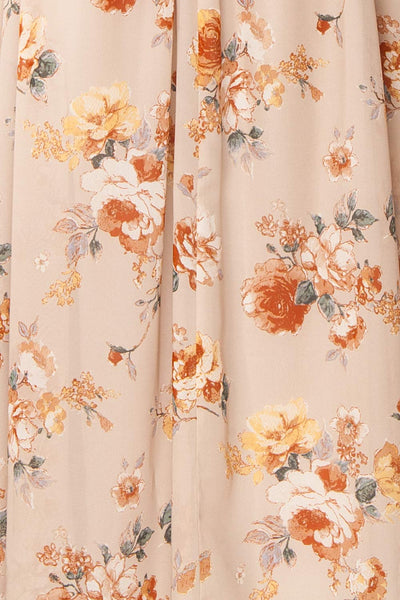 Merav Taupe Empire Waist Floral Maxi Dress | Boutique 1861 fabric
