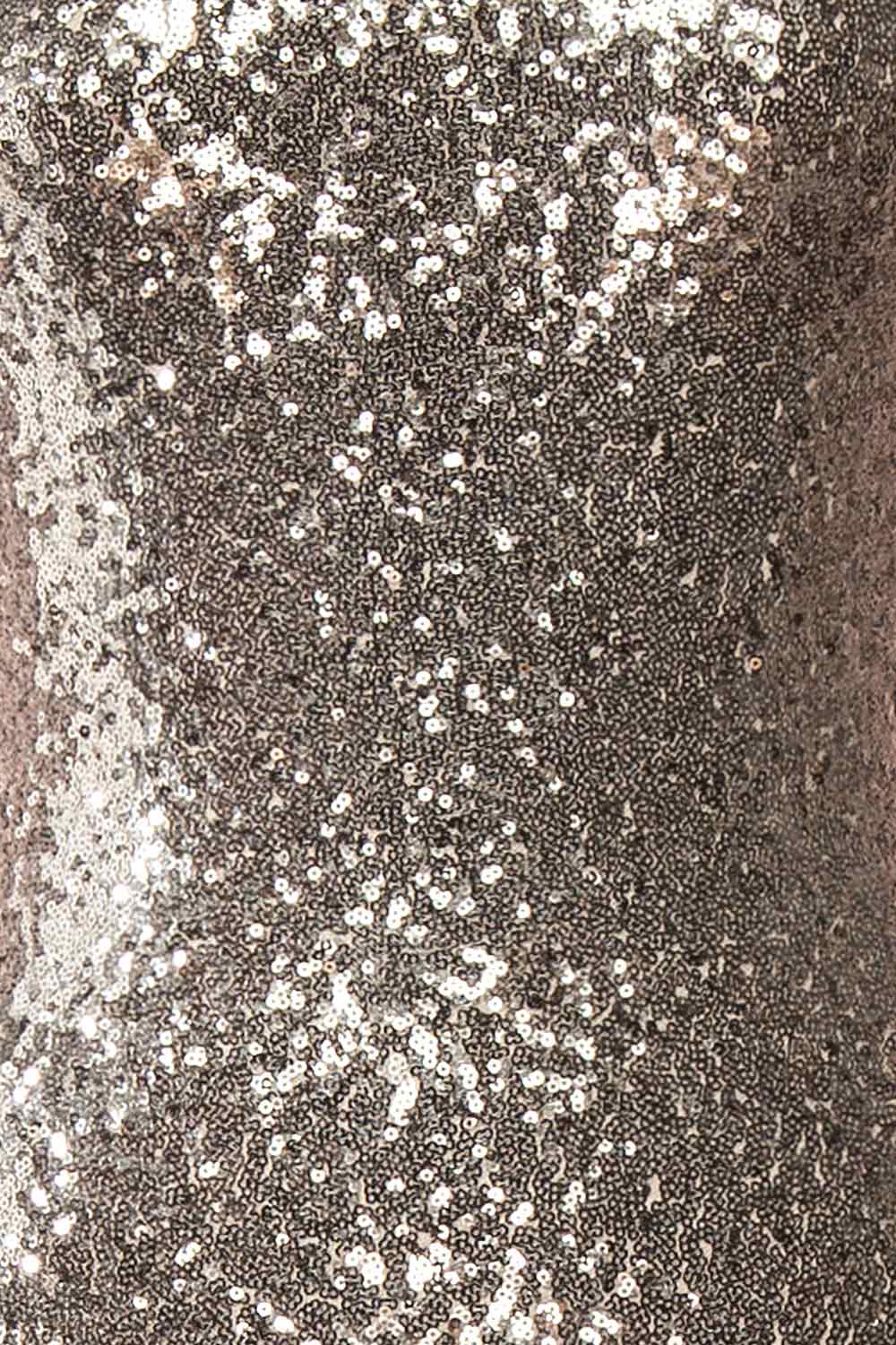Mercedes Silver Fitted Sequin Midi Dress | Boutique 1861 fabric 