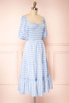 Meredith 3/4 Puff Sleeve Gingham Midi Dress | Boutique 1861 side view