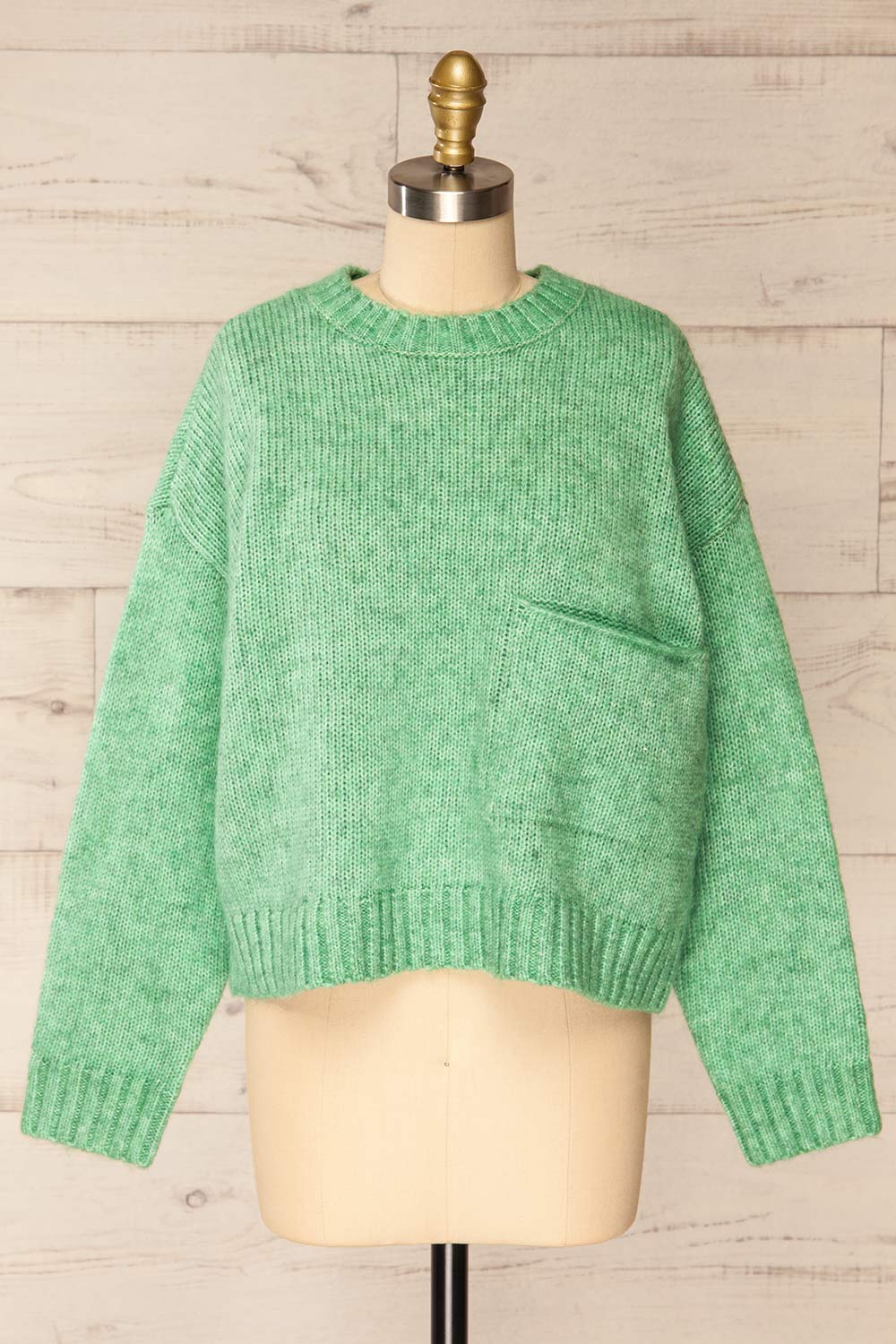 Merida Green Oversized Knit Sweater w/ Pocket | La petite garçonne front view