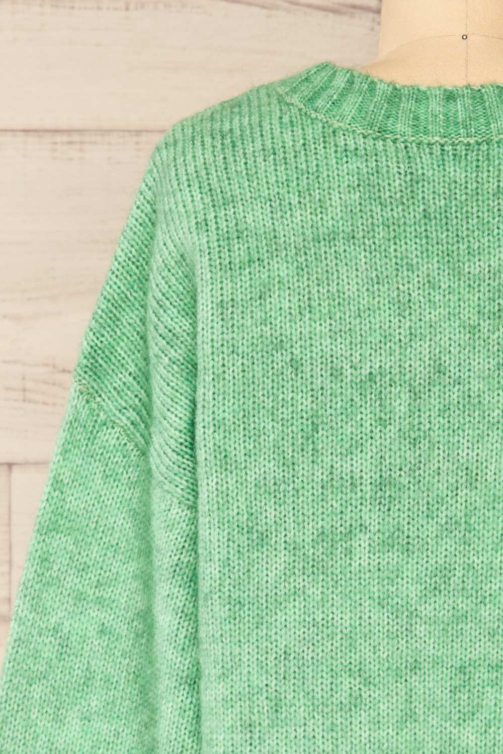 Merida Green Oversized Knit Sweater w/ Pocket | La petite garçonne back close-up