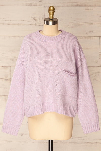 Merida Lilac Oversized Knit Sweater w/ Pocket | La petite garçonne front view