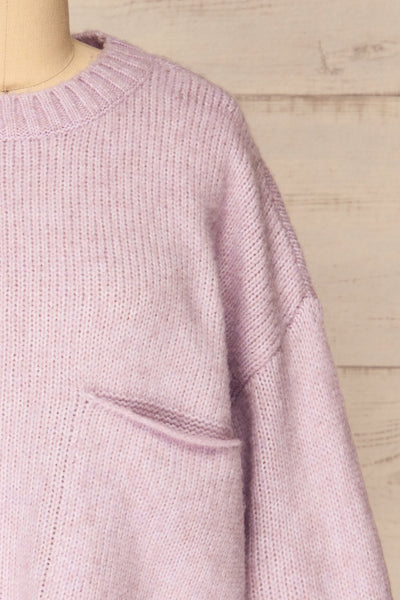 Merida Lilac Oversized Knit Sweater w/ Pocket | La petite garçonne front close-up