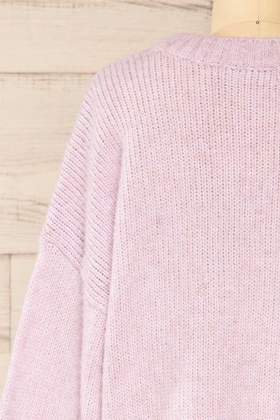 Merida Lilac Oversized Knit Sweater w/ Pocket | La petite garçonne back close-up