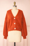 Merrow Rust Fuzzy V-Neck Cardigan | Boutique 1861 front view