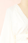 Mertille Short Ivory Dress w/ Long Sleeves | Boutique 1861 side close-up