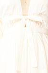 Mertille Short Ivory Dress w/ Long Sleeves | Boutique 1861 bow close-up