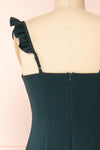 Mia Emerald Green Maxi Dress w/ Ruffled Straps | Boudoir 1861 back close-up