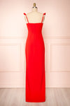 Mia Red Maxi Dress w/ Ruffled Straps | Boudoir 1861 back view