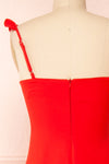 Mia Red Maxi Dress w/ Ruffled Straps | Boudoir 1861 back close-up
