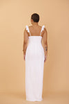 Mia White Maxi Dress w/ Ruffled Straps | Boudoir 1861 back on model