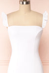 Mia White Maxi Dress w/ Ruffled Straps | Boudoir 1861 front close up