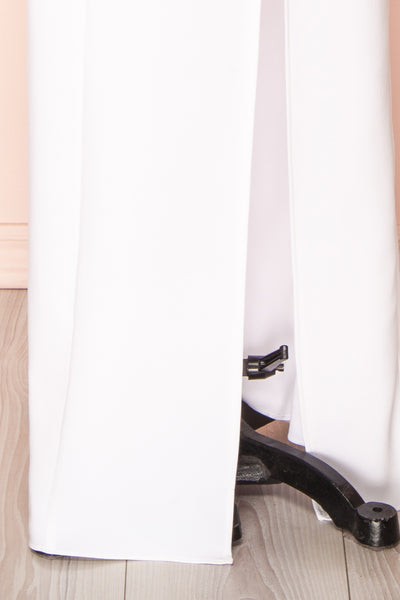 Mia White Maxi Dress w/ Ruffled Straps | Boudoir 1861 details
