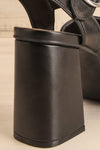 Miami Black Platform Heeled Sandals | La petite garçonne back close-up
