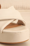 Miami Ivory Platform Heeled Sandals | La petite garçonne front close-up