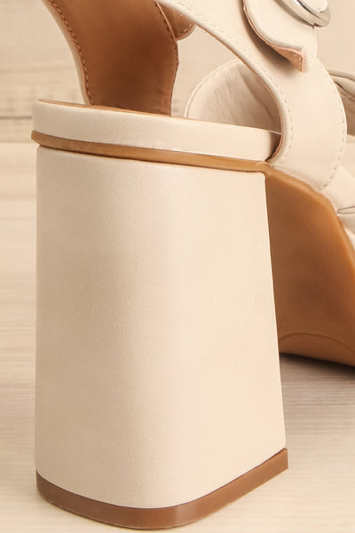 Miami Ivory Platform Heeled Sandals | La petite garçonne back close-up