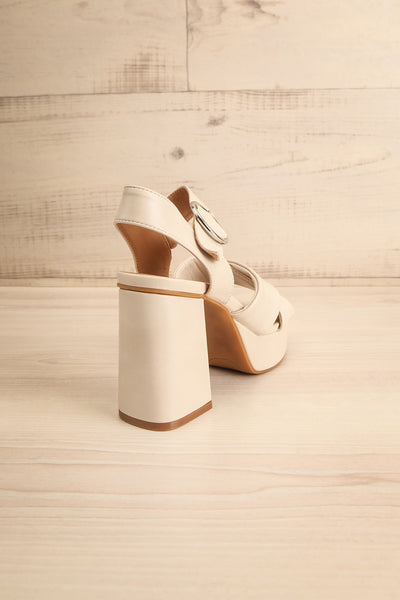 Miami Ivory Platform Heeled Sandals | La petite garçonneMiami Ivory Platform Heeled Sandals | La petite garçonne back view