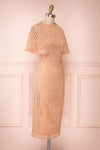 Micheena Pink Lace Fitted Cocktail Dress | Boutique 1861  side view