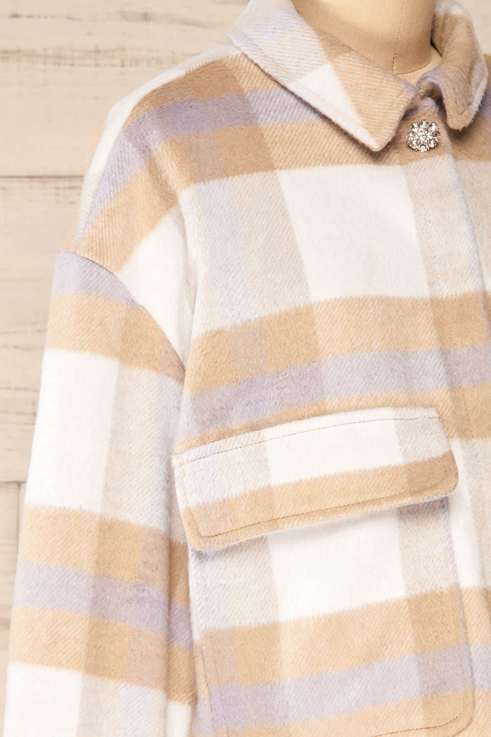 Micheil Cropped Plaid Jacket | La petite garçonne  side close-up