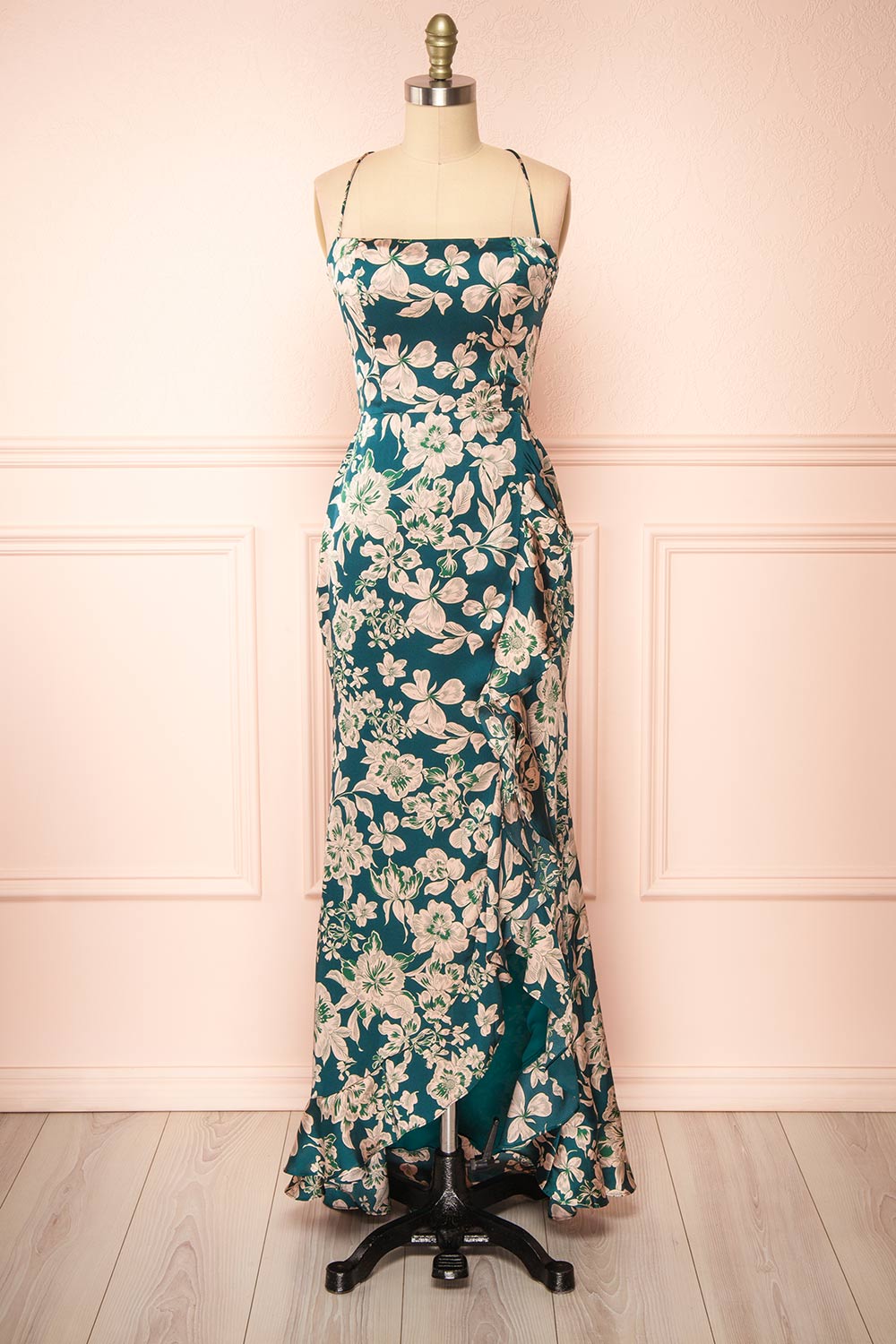 Michelle Mermaid Floral Maxi Dress w/ Slit | Boutique 1861 front view