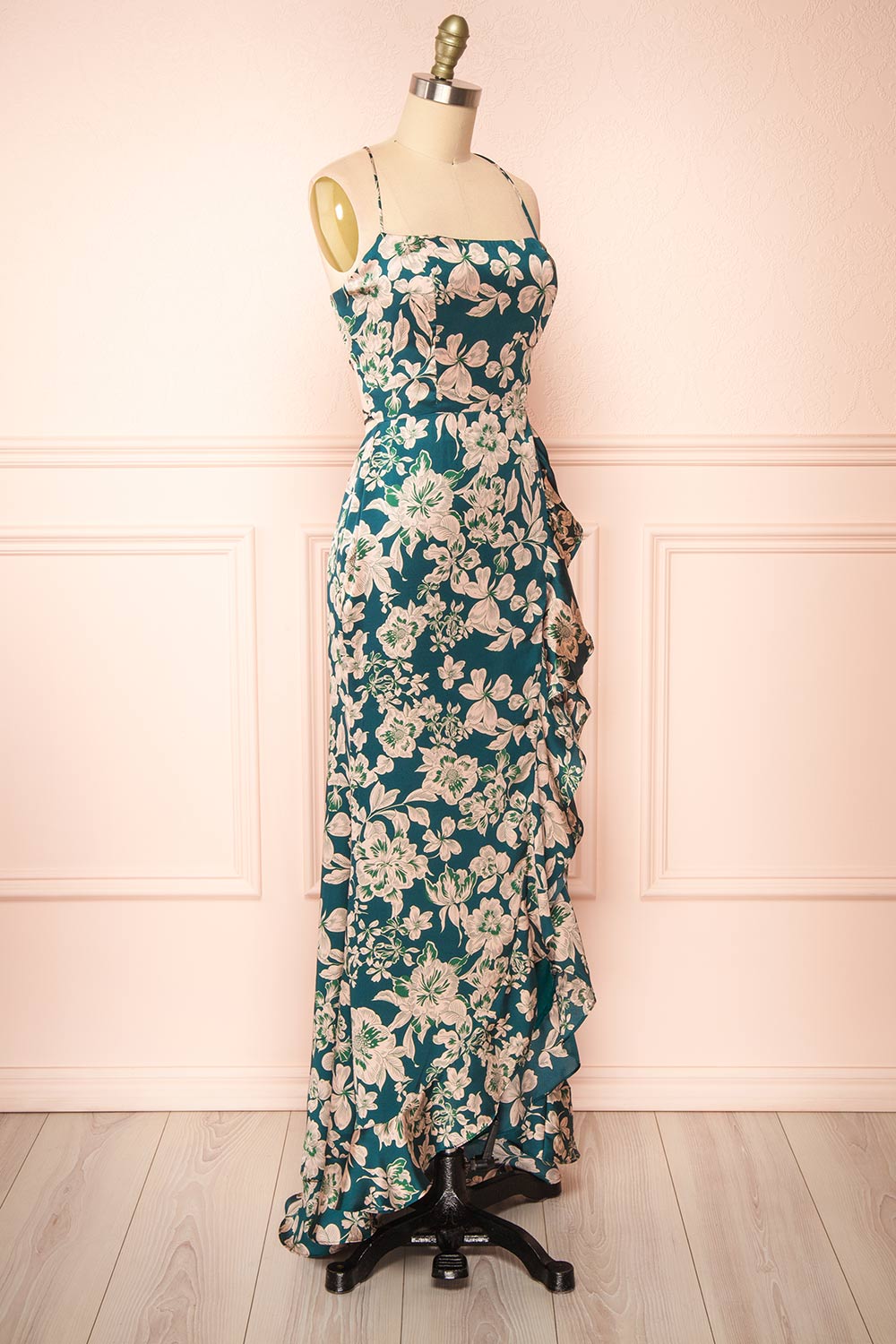  Michelle Mermaid Floral Maxi Dress w/ Slit | Boutique 1861 side view