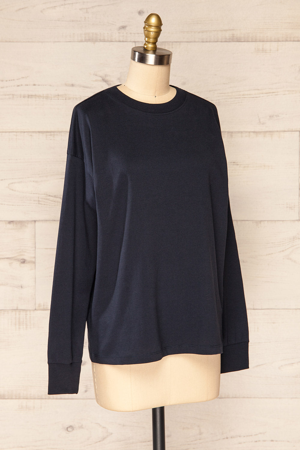 Mielec Navy Long Sleeve Top | La petite garçonne side view