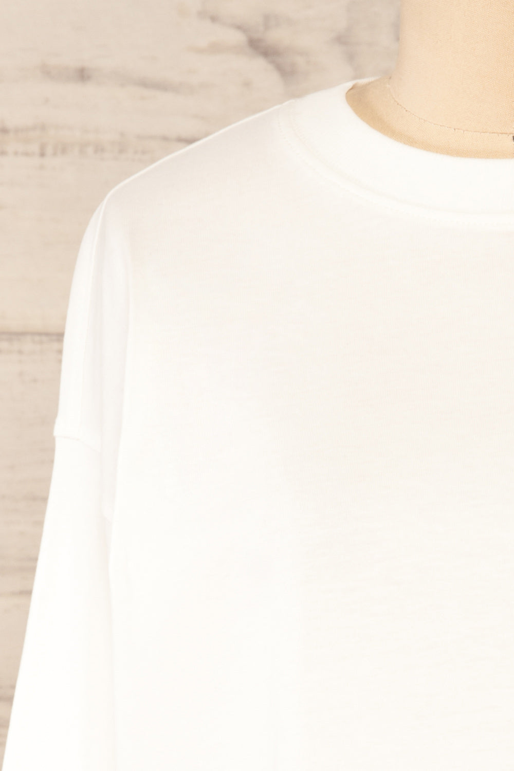 Mielec White Long Sleeve Top | La petite garçonne front close-up