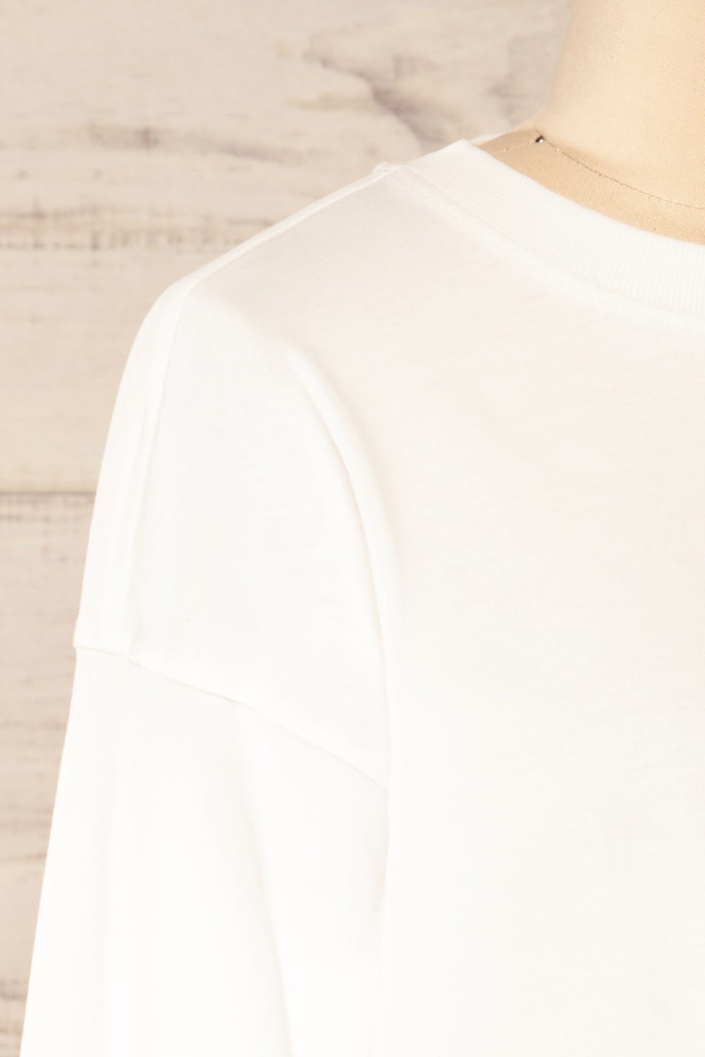 Mielec White Long Sleeve Top | La petite garçonne side close-up