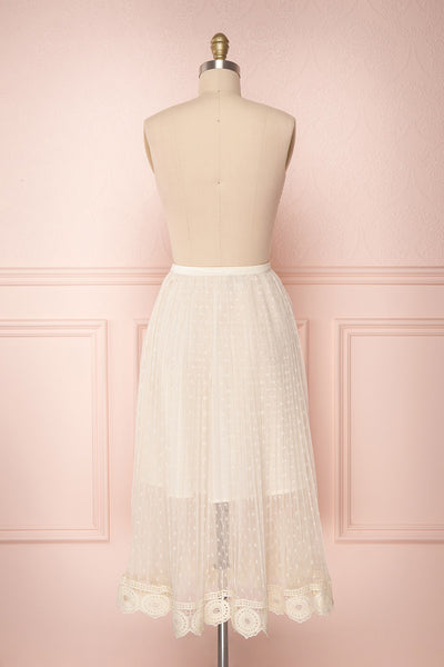 Mihiroa Cream Pleated Mesh Polka Dot Skirt | Boutique 1861 6